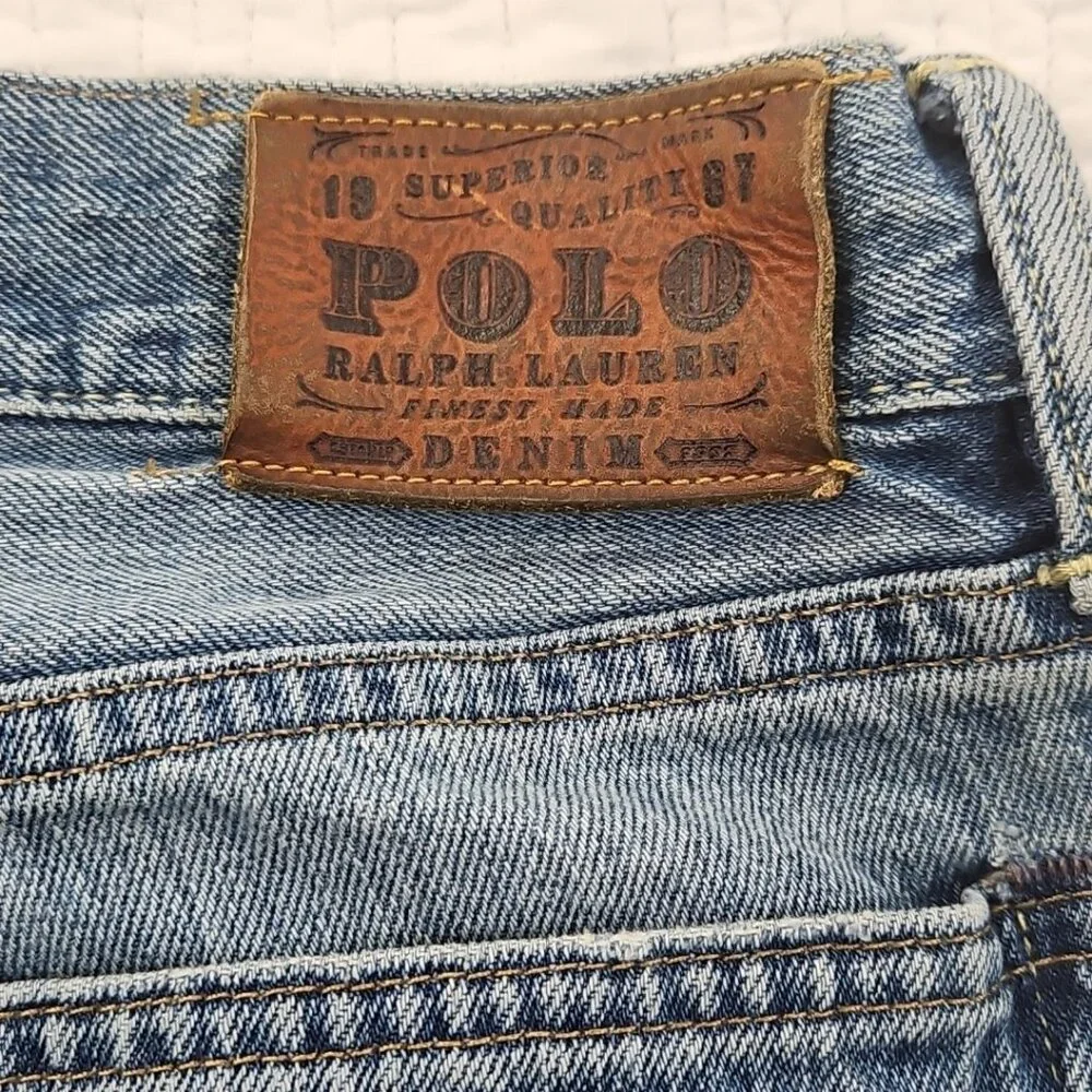 Polo Ralph Lauren Jeans Men 33x32 Med Wash 867‎ Classic Fit Straight Distressed
